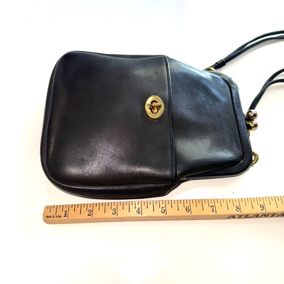 Coach Vintage Rare Bonnie Cashin Kisslock Black Leather Purse Bag Double Strap - Picture 11 of 14